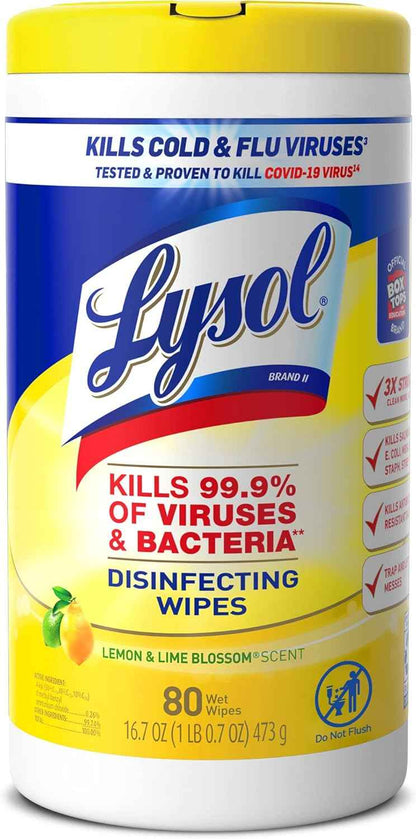 Lysol Disinfecting Wipes Bundle – Flameless Germ-Kill Starter Kit for Kitchens, Pet-Safe Daily Surface Sanitizing, 80 Count