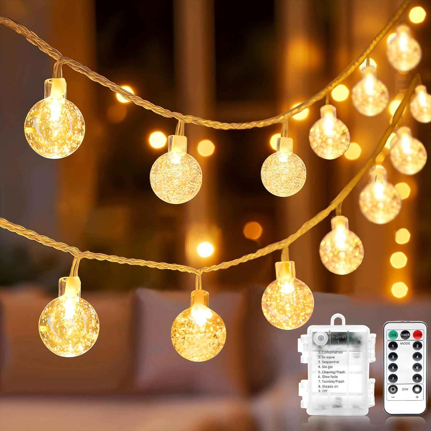 Metaku Globe Fairy Lights Battery Operated with Remote Timer Thoughtful Birthday Gift for Her Mom and Best Friend Home Decor 33ft Warm White
