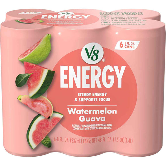 V8 +Energy Less Is More Energy Drink – Tea Caffeine, Zero Added Sugar and a Short Ingredient List for Intentional Eaters, 24 Pack
