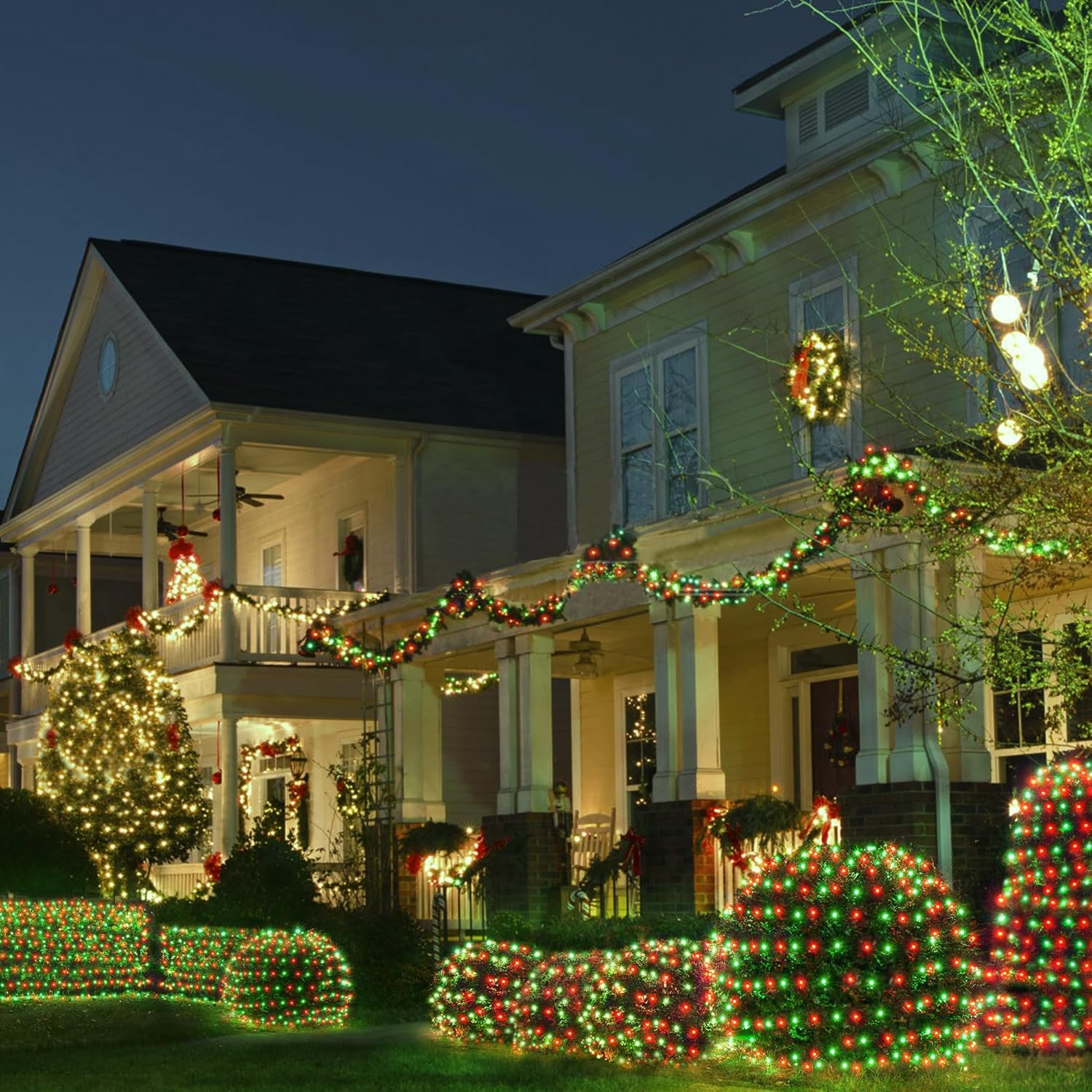 WBao_Christmas_Net_Lights,_360LED_11.5ft_x_6.9ft_Christmas_Lights_with_8_Modes,_Timer,_End_to_End_Connectable,_Waterproof_Design_for_Lawn,_Bushes,_Trees_Outdoor_Xmas_Decorations,_Red_Green