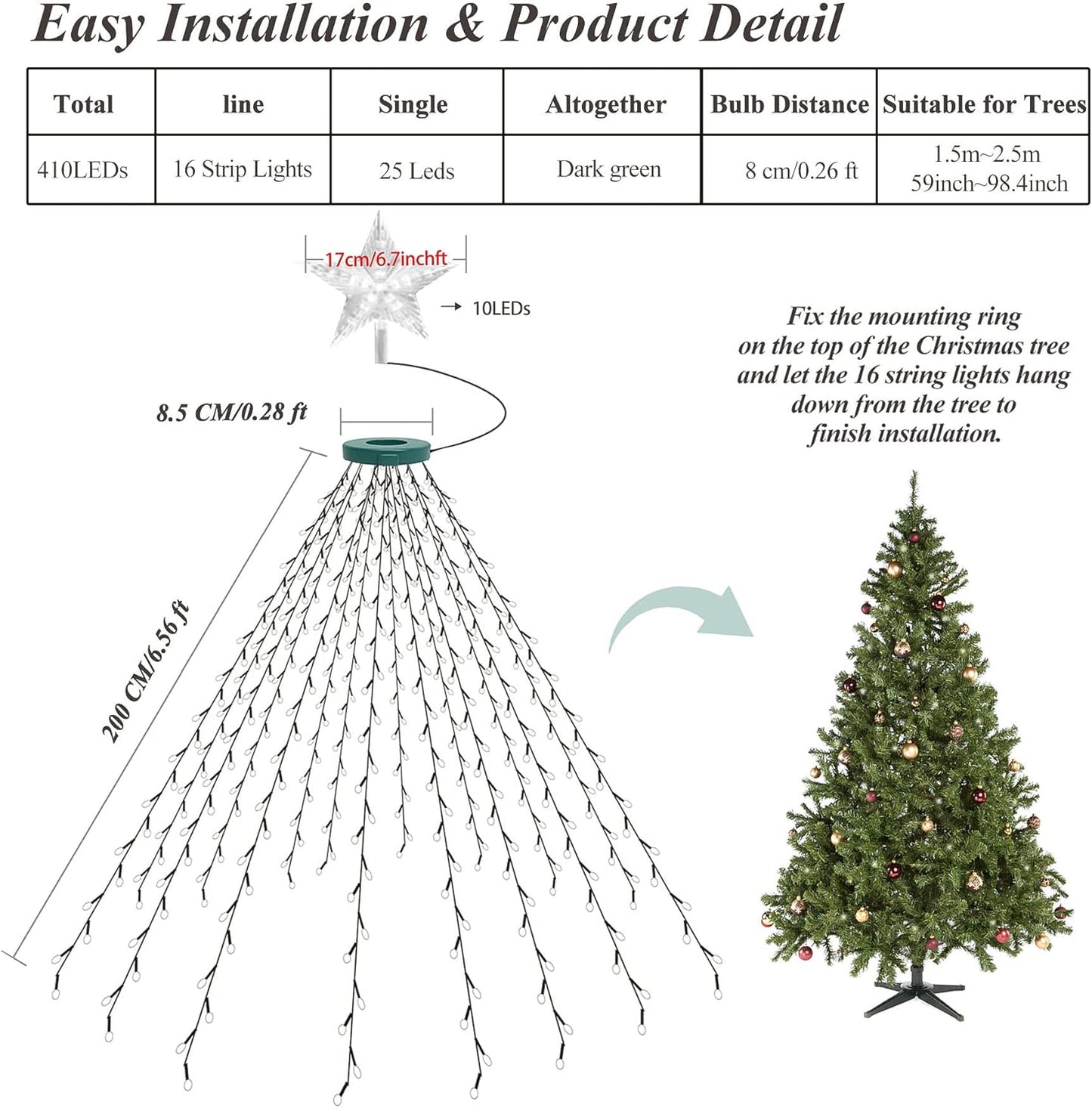 aneeway_Christmas_Tree_Lights_with_Star_Toppers,_410_LED_Christmas_Lights_with_8_Modes_&_Memory_Function,_6.6FT_x_16_String_Lights_with_Remote_Control_&_Timing_for_Xmas_Ornaments_-_Warm_White