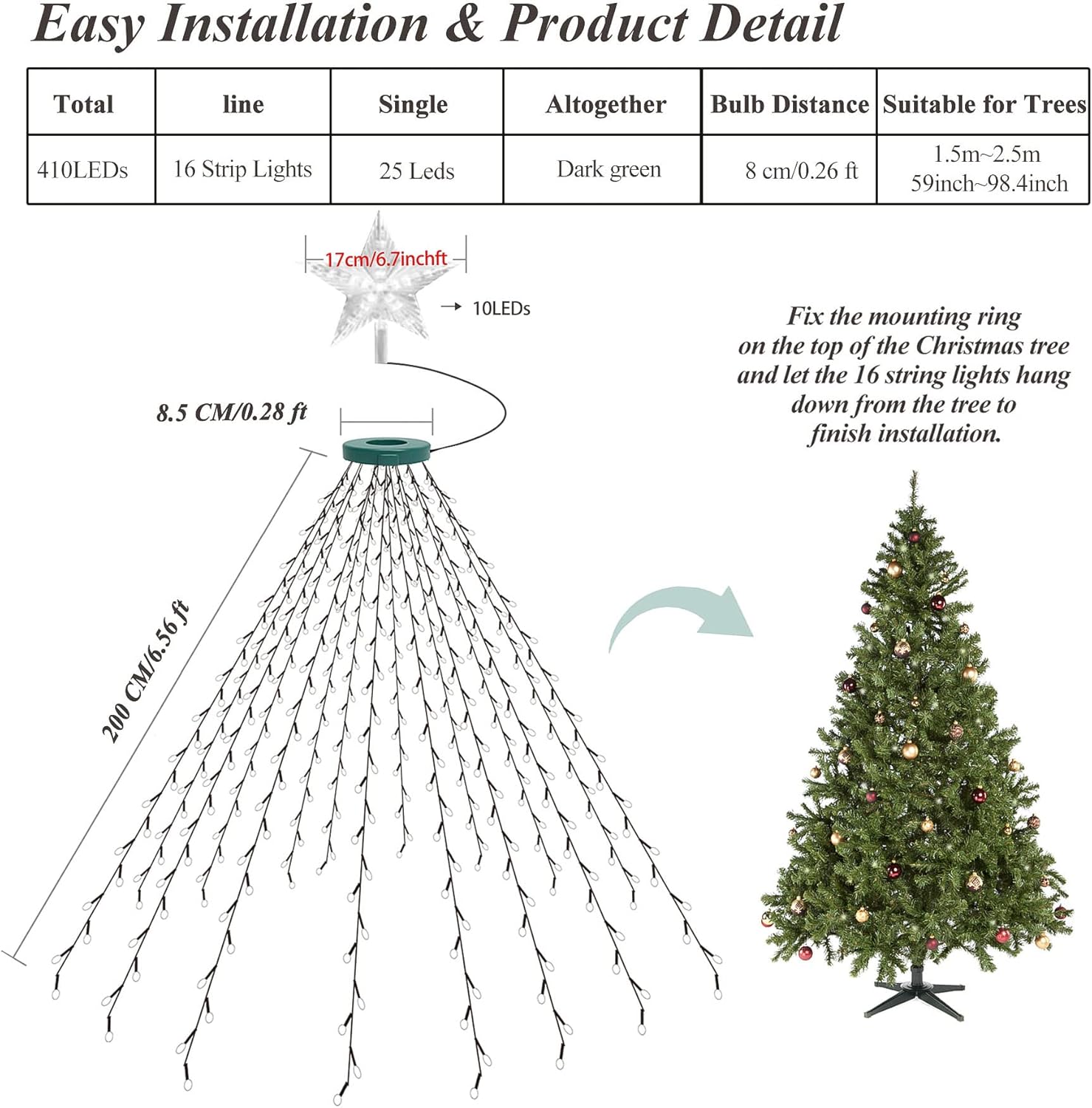 aneeway_Christmas_Tree_Lights_with_Star_Toppers,_410_LED_Christmas_Lights_with_8_Modes_&_Memory_Function,_6.6FT_x_16_String_Lights_with_Remote_Control_&_Timing_for_Xmas_Ornaments_-_Warm_White