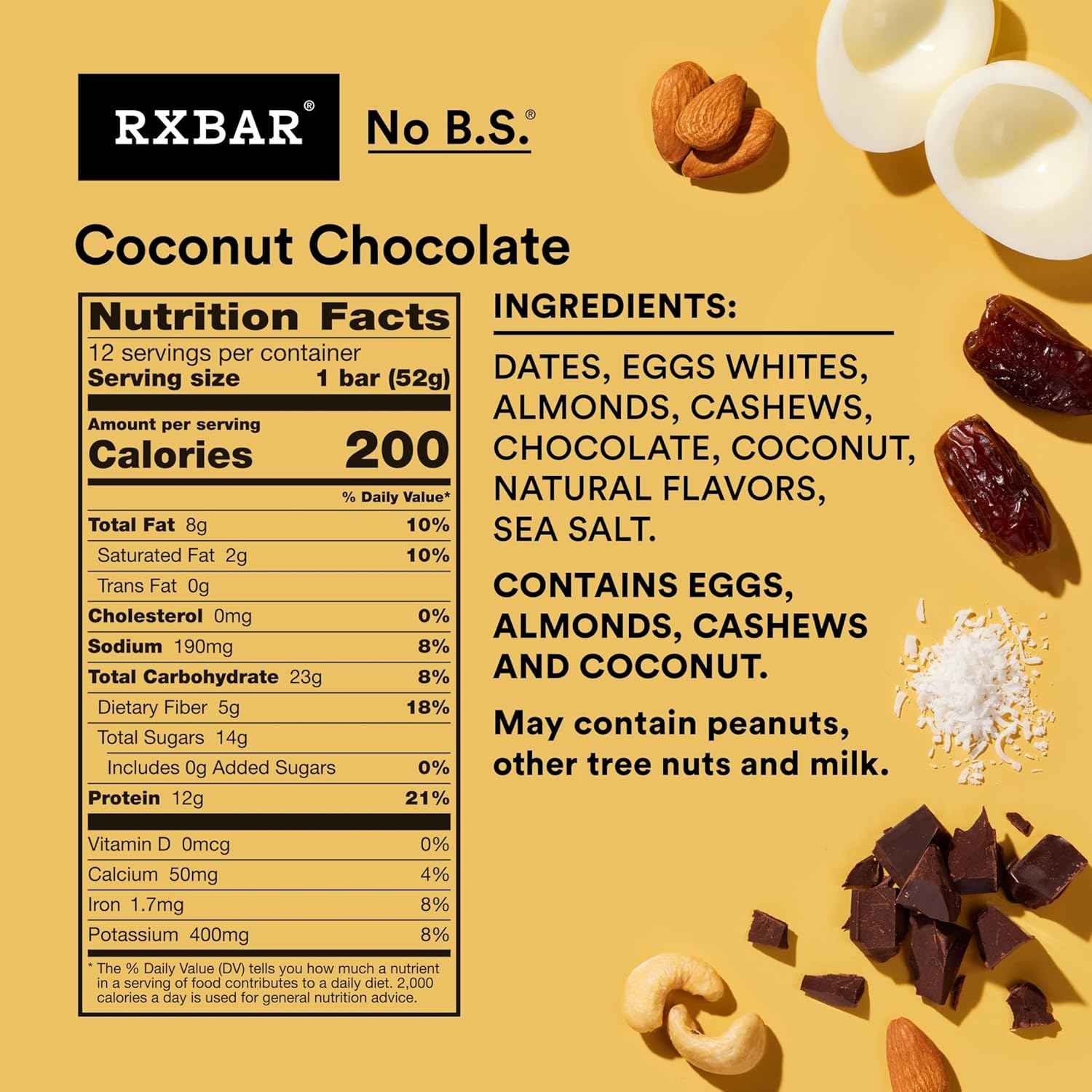 RXBAR Protein Bars, Protein Snack, Snack Bars, Coconut Chocolate