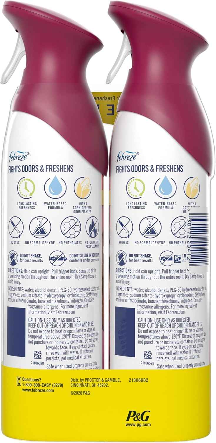 Febreze Air Mist, Air Freshener Spray, Odor Fighting Room Spray, Deodorizer for Home Bathroom Kitchen Office Apartment Dorm Room Classroom