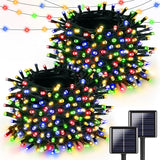 2 Pack Solar Christmas Lights Outdoor, 400 LED 144FT Extra-Long Solar String Lights Waterproof with Green Wire 8 Lighting Modes, Twinkle Light for Xmas Tree Fence Porch Garden Party Decor, Cool White