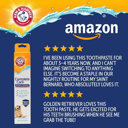 Arm & Hammer Complete Care Enzymatic Dog Toothpaste with Baking Soda and Calcium, Fluoride-Free Chicken Flavor for Plaque, Tartar, and Fresh Breath,