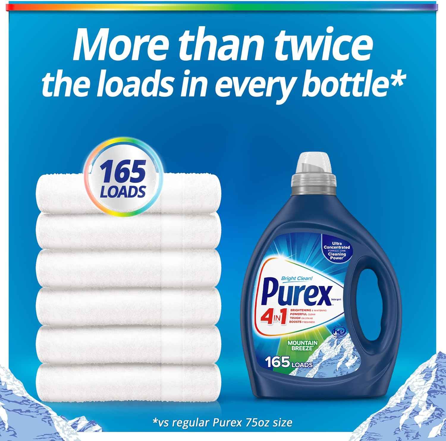 Purex Fresh Mountain Breeze Liquid Detergent – 82.5 fl oz, 165 Loads, Ultra-Concentrated