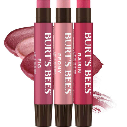 Burt's Bees Lip Shimmer, Tinted Lip Balm Stick, Moisturizing for All Day Hydration with Natural Glowy Pigmented Finish & Buildable Color; Value Pack
