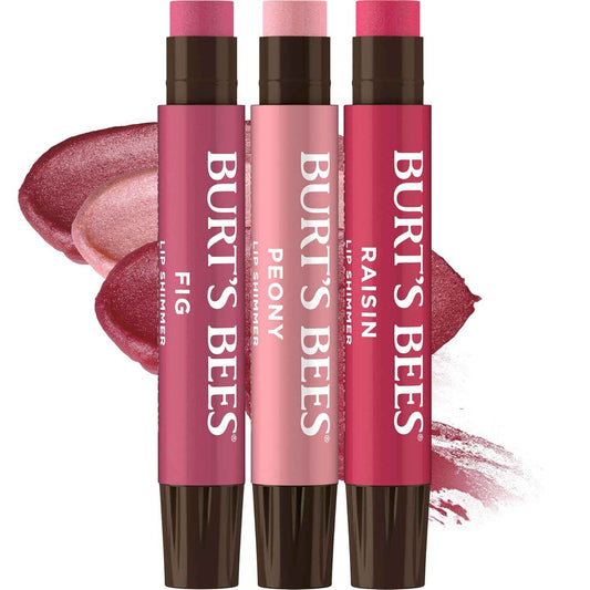 Burt's Bees Lip Shimmer, Tinted Lip Balm Stick, Moisturizing for All Day Hydration with Natural Glowy Pigmented Finish & Buildable Color; Value Pack