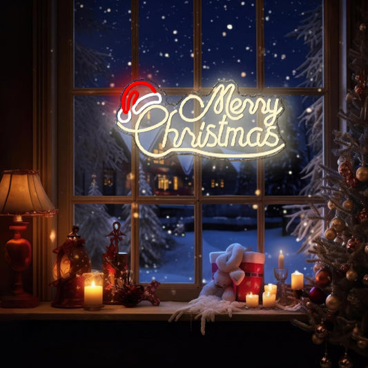 Allball_Merry_Christmas_Neon_Signs_for_Wall_Decor,_LED_Santa_Hat_Neon_Light_USB_Powered,_for_Christmas_Party_Gift_Birthday_Party_Bar_Living_Room_Bedroom_Children'S_Room_Wall_Decor(16.8_*_8.2_In)