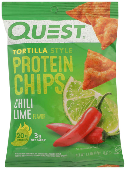 Quest Nutrition Tortilla Style Protein Chips, 20g Protein, 3g Net Carbs, Low Carb, Gluten Free, 1.1 oz