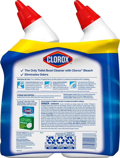 Clorox Toilet Bowl Cleaner Bleach, Rain Clean, 24 Fluid Ounces, Pack of 2 (Package May Vary)