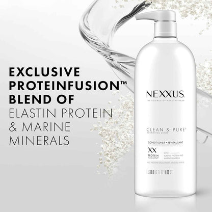 Nexxus Clean and Pure Clarifying Shampoo and Conditioner 2-Pack With ProteinFusion, for Nourished Hair Paraben Free 33.8 oz