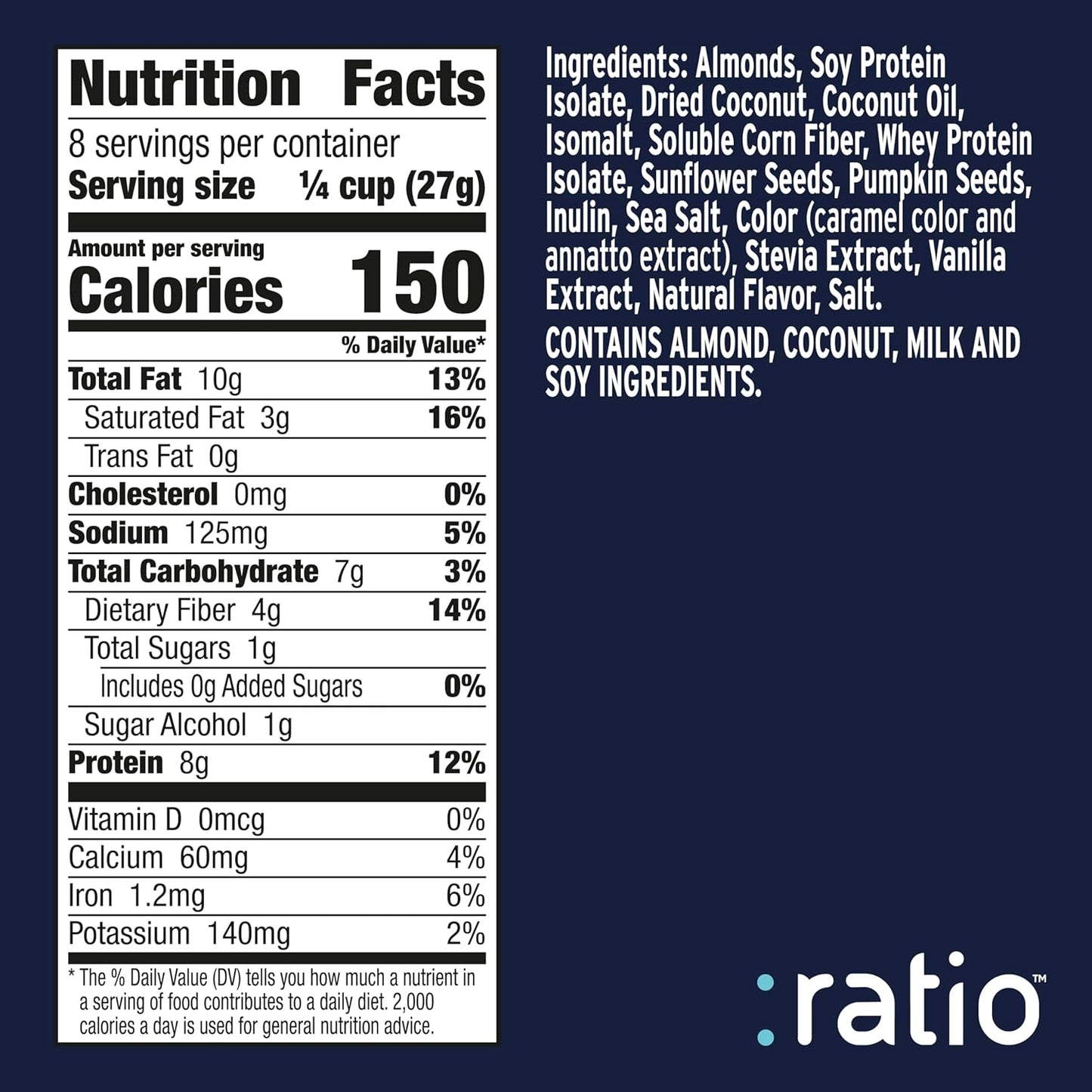 Ratio_Trio_Coconut_Almond_Granola_Cereal,_1g_Sugar,_Keto_Friendly,_8_oz_Resealable_Bag