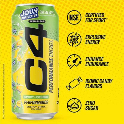 C4 Performance Energy Drink, Zero Sugar Carbonated Preworkout Energy, 200mg Caffeine with Beta Alanine