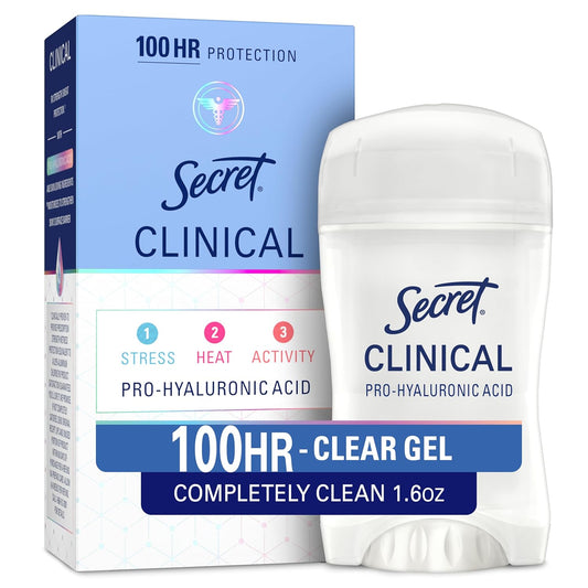 Secret_Clinical_Strength_100HR_Sweat_&_Odor,_Clear_Gel_Antiperspirant_Deodorant_for_Women,_3X_Stress_Protection_with_Hyaluronic_Acid,_PH_Balancing_Minerals,_Completely_Clean_Scent,_1.6_oz