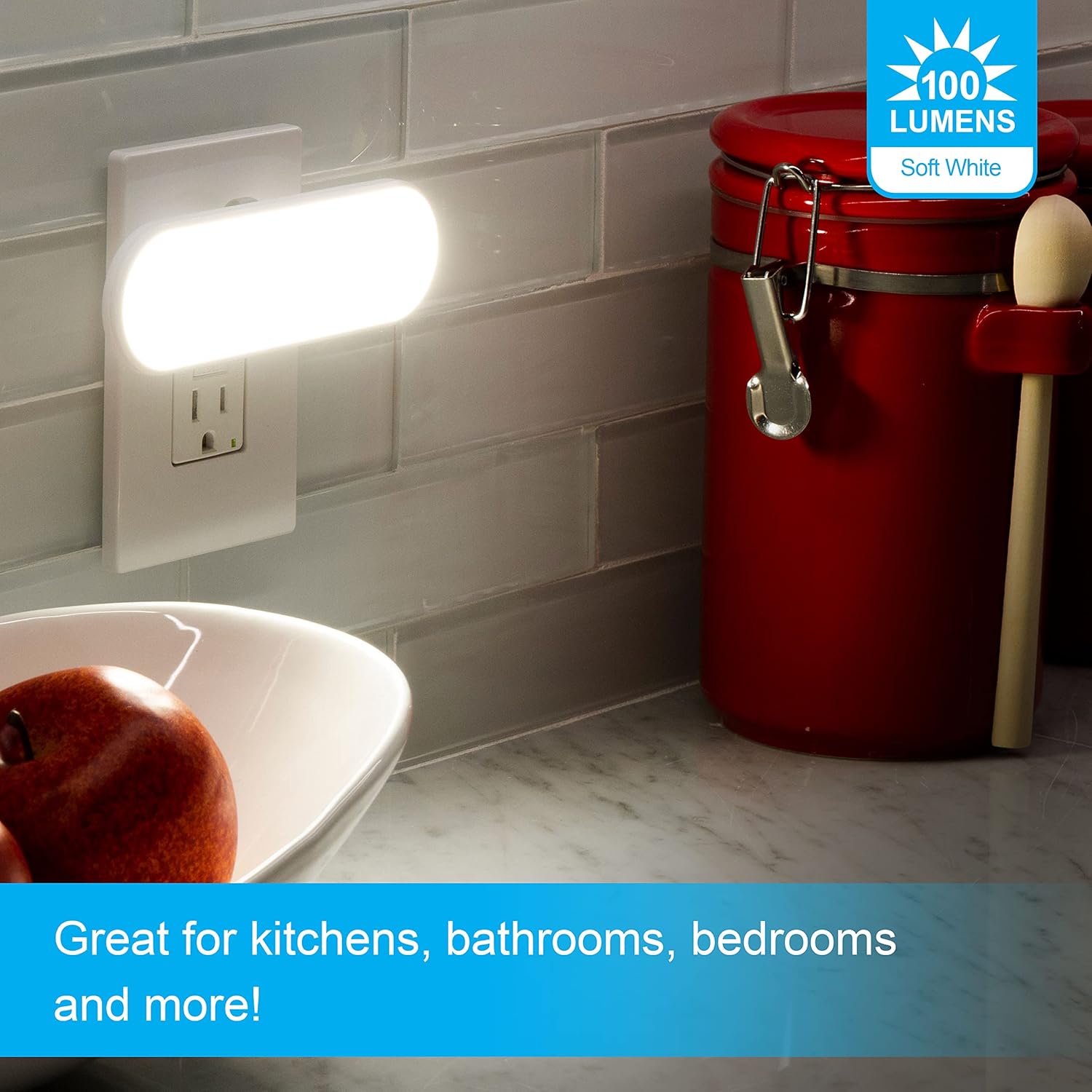 GE_Ultrabrite_LED_Light_Bar_Night_Lights_Plug_Into_Wall_Room_Decor_Ambient_Lighting_Dusk_to_Dawn_Sensor_Bright_Nightlight,_White,_100_Lumens,_2_Pack