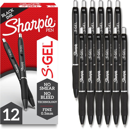 Sharpie_S-Gel_Pens,_Fine_Point_(0.5mm),_Black_Ink,_12_count_-_Ideal_for_Writing,_Journaling,_Drawing,_Coloring,_Note-Taking,_College_Supplies
