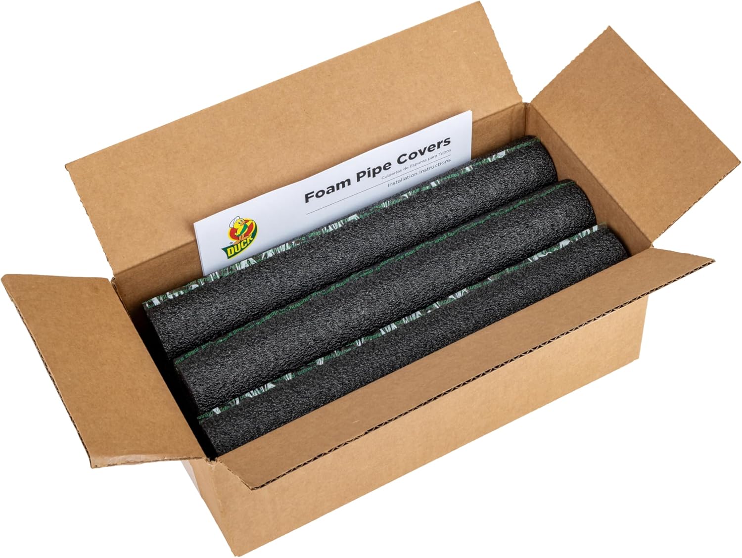 Duck_Brand_Foam_Pipe_Covers,_Pipe_Insulation_Foam_Tubes_for_Hot_and_Cold_Water_Pipes,_Pre_Slit_and_Self_Sealing_Adhesive_Edge,_0.75_in._x_1_Ft.,_6_Sticks_Per_Package,_6_Feet_Total,_Black