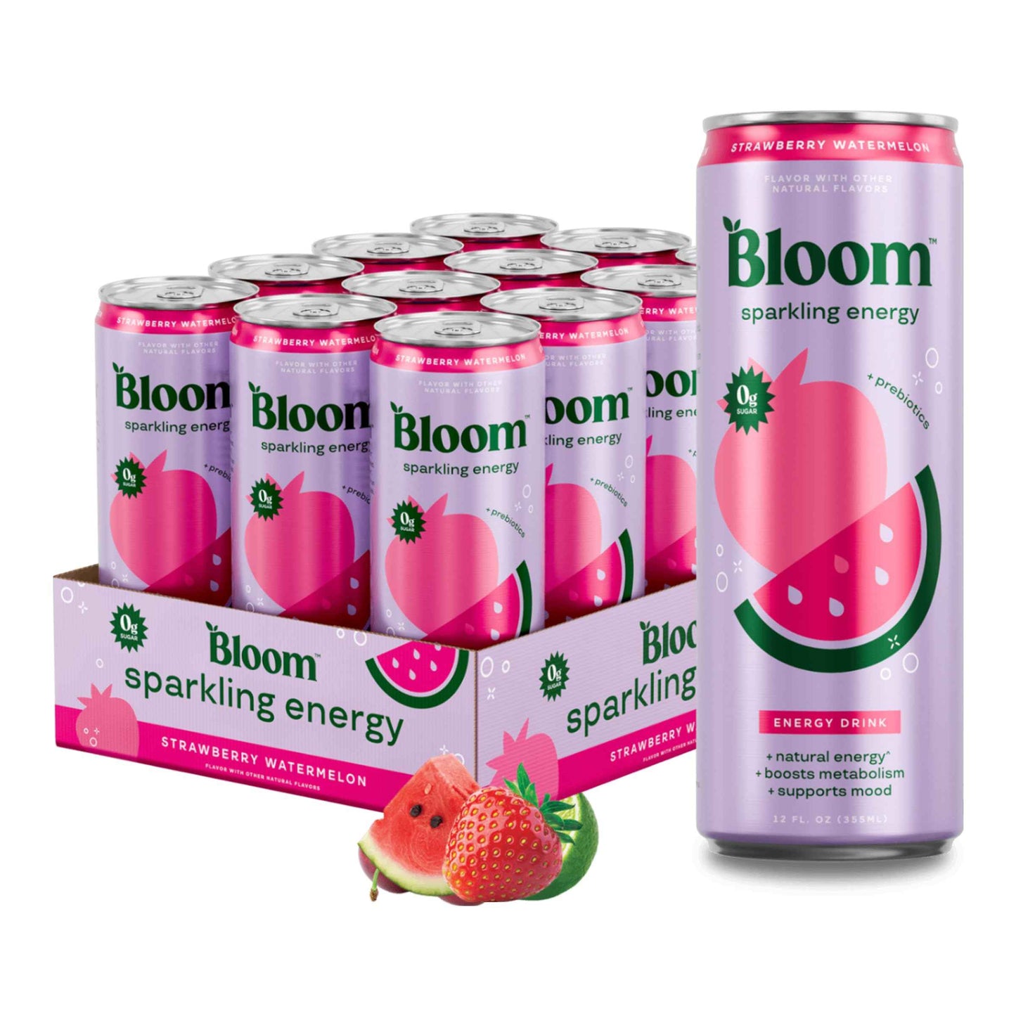 Bloom Nutrition Sparkling Energy Drink - Natural Caffeine, Zero Sugar, 180mg - Antioxidant-Rich with Green Coffee Bean, Green Tea Extract, Prebiotics