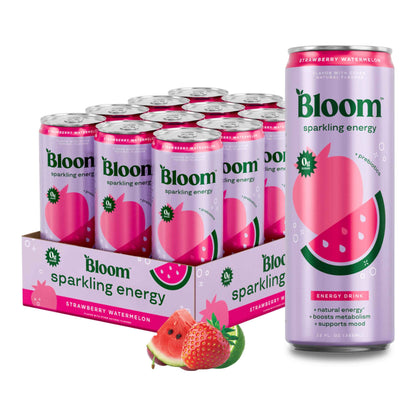 Bloom Nutrition Sparkling Energy Drink - Natural Caffeine, Zero Sugar, 180mg - Antioxidant-Rich with Green Coffee Bean, Green Tea Extract, Prebiotics