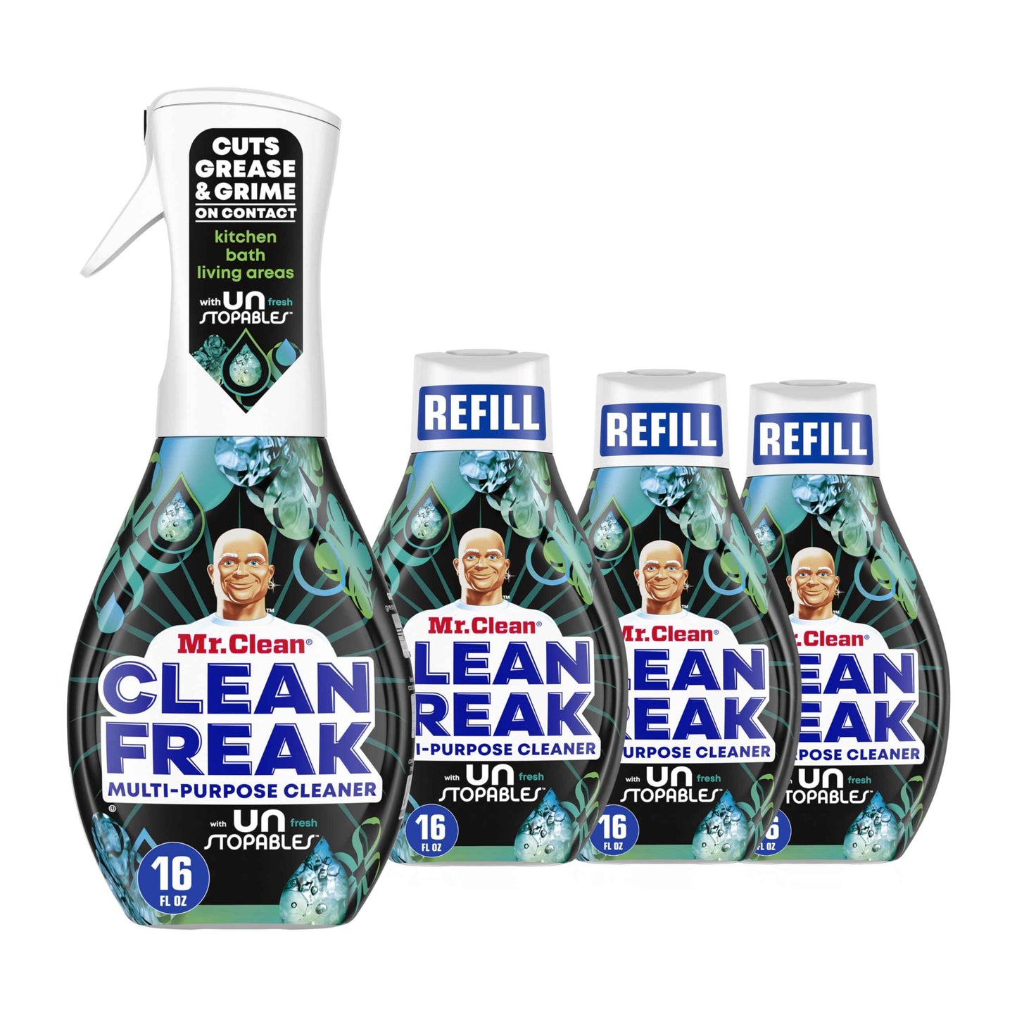 Mr. Clean Clean Freak Multi Surface Cleaning Spray, Deep Cleaning Mist Starter Kit and Refill Bundlea