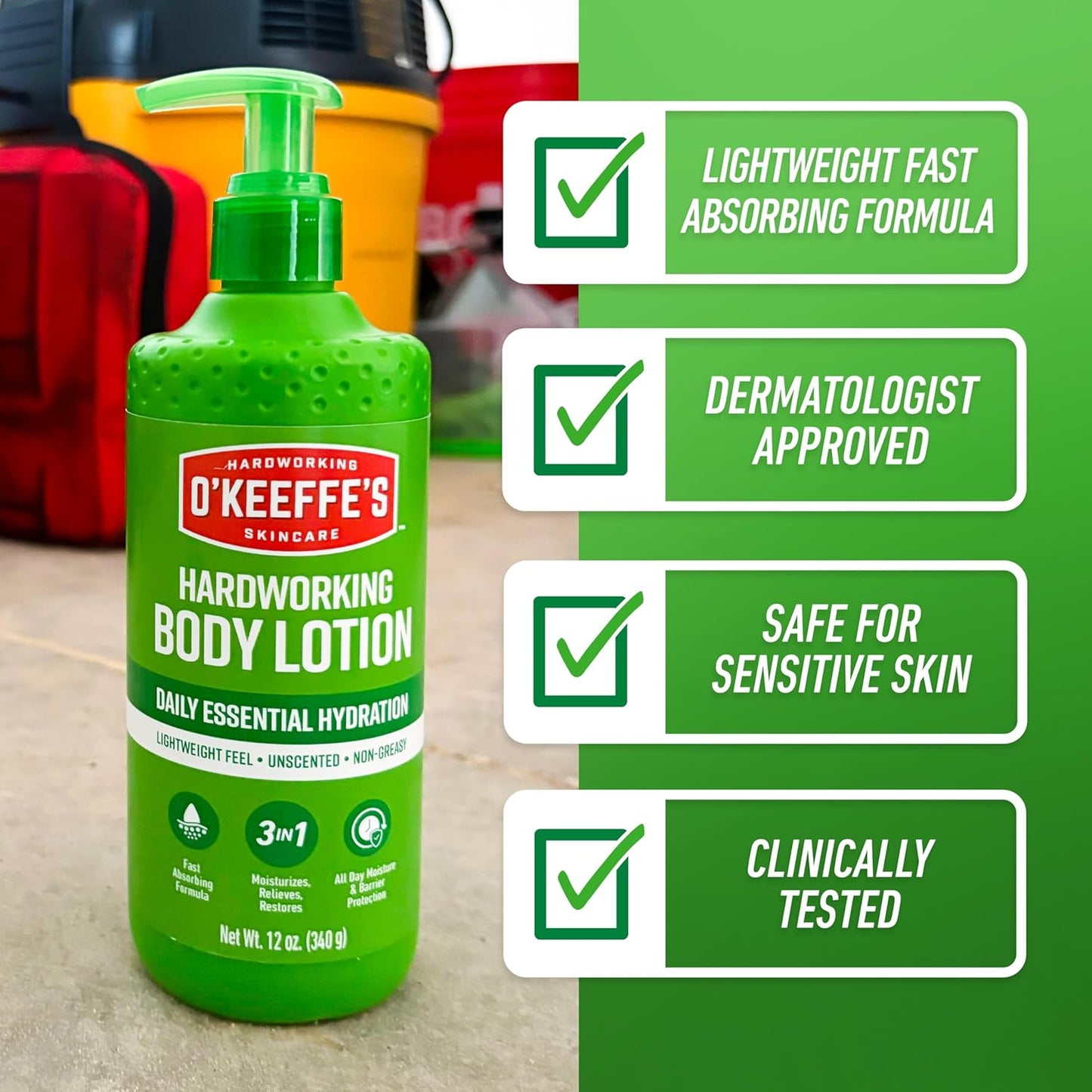 O’Keeffe’s_Hardworking_Body_Lotion,_Daily_Hydration_for_Dry_Skin,_12_oz_Pump_(1_Pack)_Non_Greasy_&_Unscented,_Lightweight_Fast_Absorbing_Formula