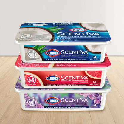 Clorox Scentiva Disinfecting Wet Mop Pad, Disposable Mop Heads