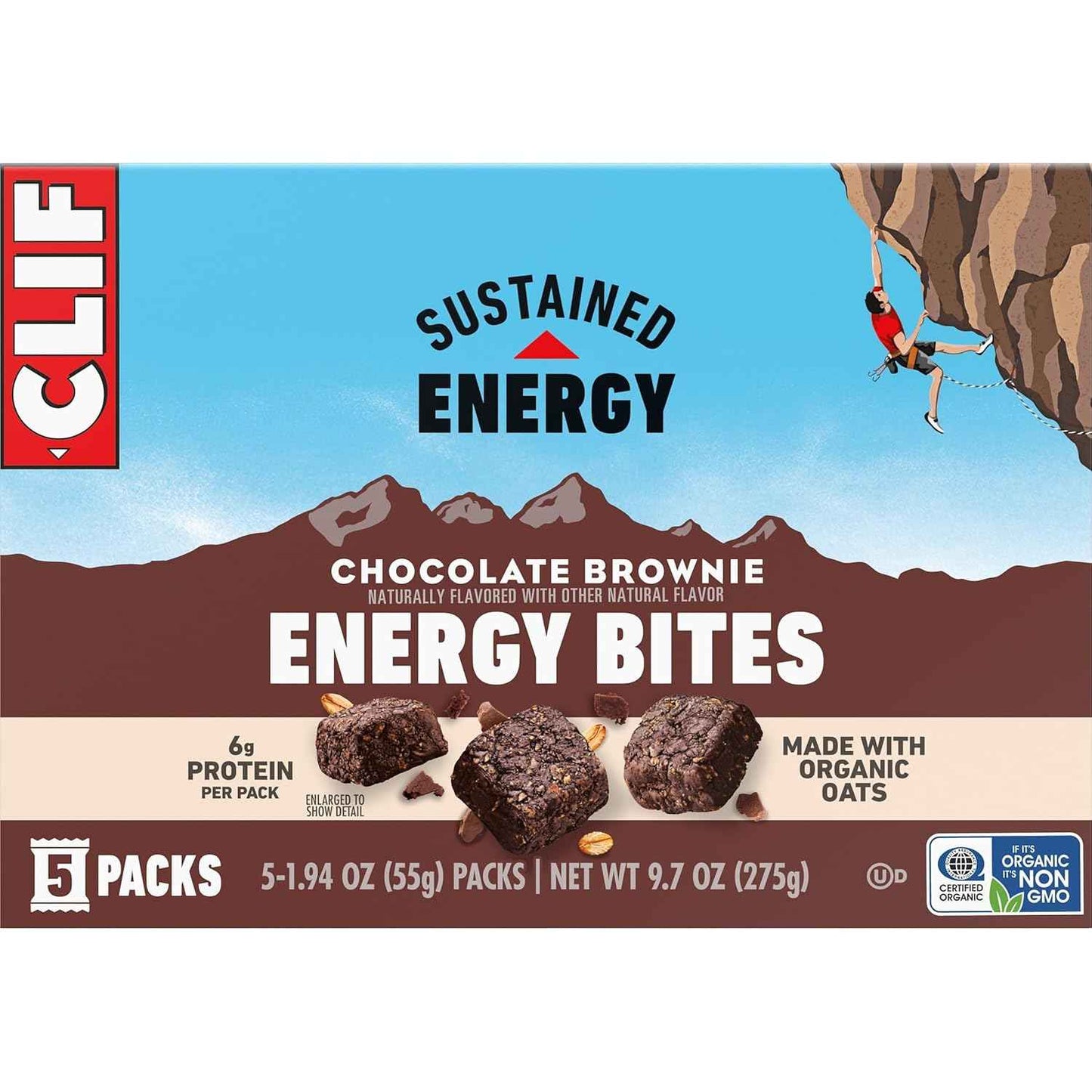 CLIF BAR Energy Bites - Made with Organic Oats - 6g Plant Based Protein - Non-GMO (5 Packs)