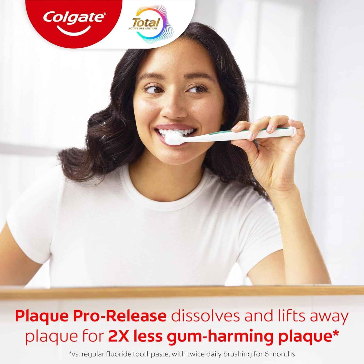 Colgate Total Plaque Pro Release Whitening Toothpaste Pack, Whitening Fluoride Toothpaste, Fights Plaque, Bad Breath, Tartar Buildup, and Helps Protect Teeth from Sensitivity, 2 Pack, 3.0 oz