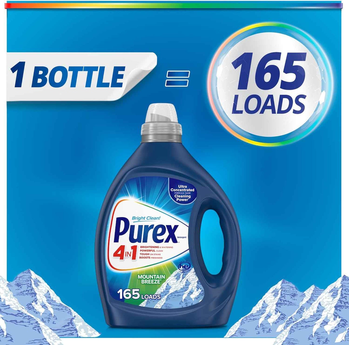 Purex Fresh Mountain Breeze Liquid Detergent – 82.5 fl oz, 165 Loads, Ultra-Concentrated
