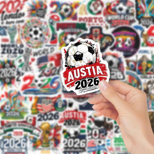 World Cup Football Soccer Stickers Soccer Water Bottle Stickers,Soccer Party Sport Stickers Vinyl Waterproof Laptop Sticker,Graffiti Decals Gifts for Helmets Scrapbook Kids Teens Adults 50Pcs
