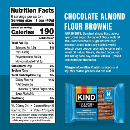 KIND Soft Baked Squares, Gluten Free, Healthy Snack Bars, 5g Protein, 6 Count