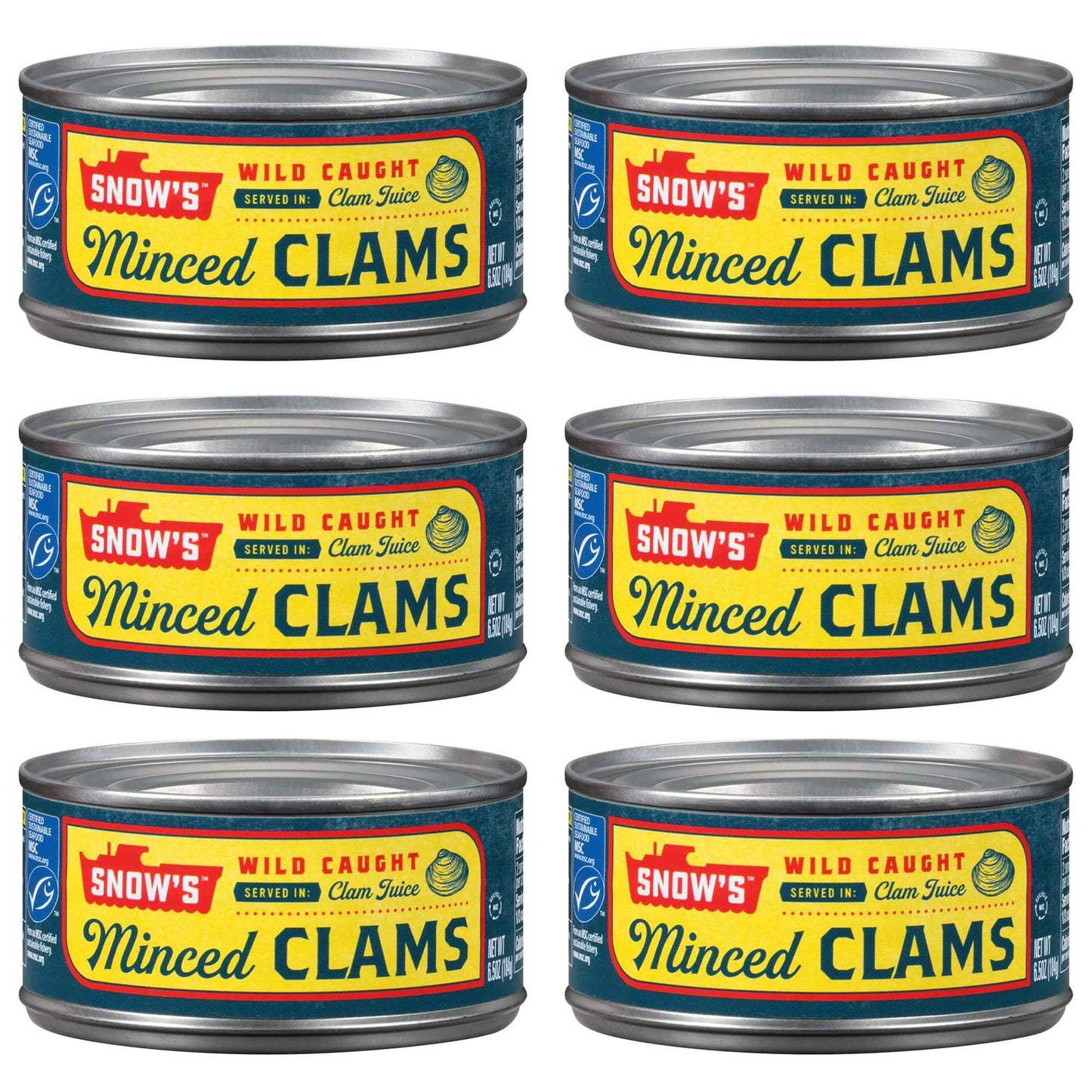 Snow's Ocean Chopped Clams Canned, Can - 7g Protein per Serving - Gluten Free, No MSG, 99% Fat Free - Great for Pasta & Seafood Recipes