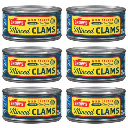 Snow's Ocean Chopped Clams Canned, Can - 7g Protein per Serving - Gluten Free, No MSG, 99% Fat Free - Great for Pasta & Seafood Recipes