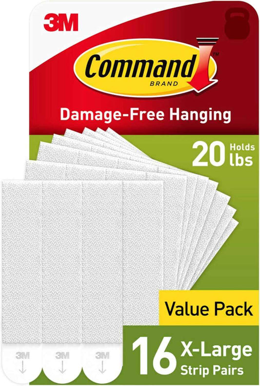 Command 20 lb XL Heavyweight Picture Hanging Strips, Damage-Free Hangers for Picture Frames, No Tools Required, Ideal for Home Room Wall Decor, White Adhesive