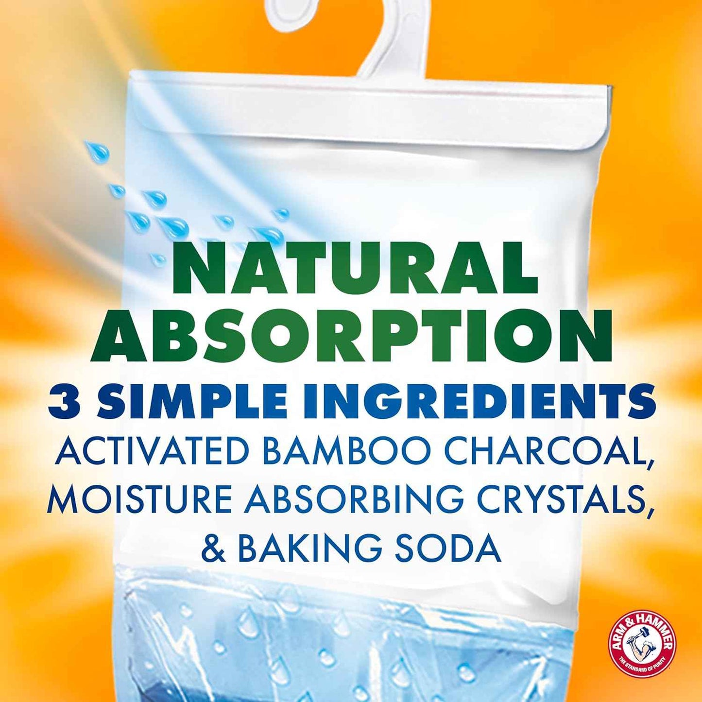 Arm & Hammer Essentials Hanging Moisture Absorber and Odor Eliminator, 17.5 oz., 3 Pack, Moisture Absorbers for Closets, Laundry Rooms and Bedrooms, Long-Lasting Freshness