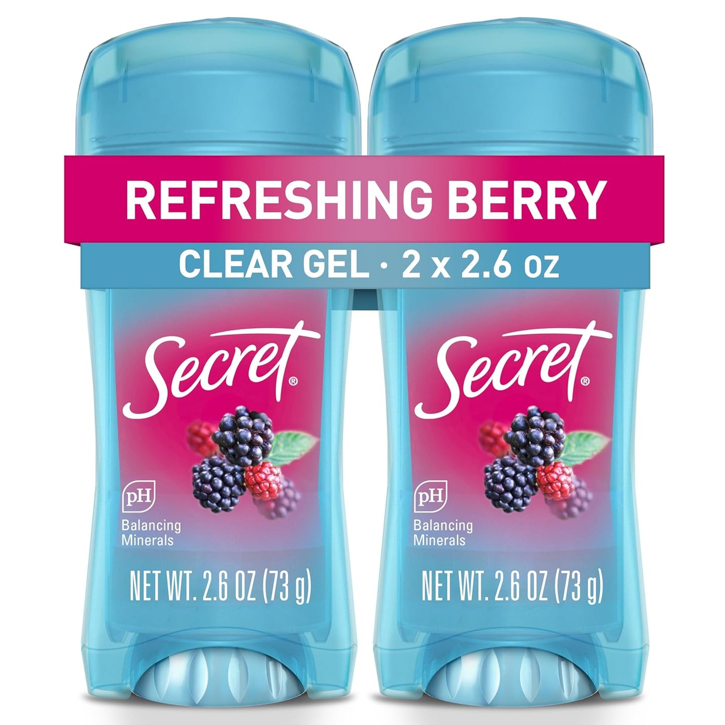 Secret_Fresh_Antiperspirant_Deodorant_for_Women,_72hr_Breathable_Sweat_&_Odor_Protection,_Instant_Freshness_&_Gentle,_PH_Balancing_Minerals,_Clear_Gel,_Refreshing_Berry_Scent,_2.6_oz_(Pack_of_2)