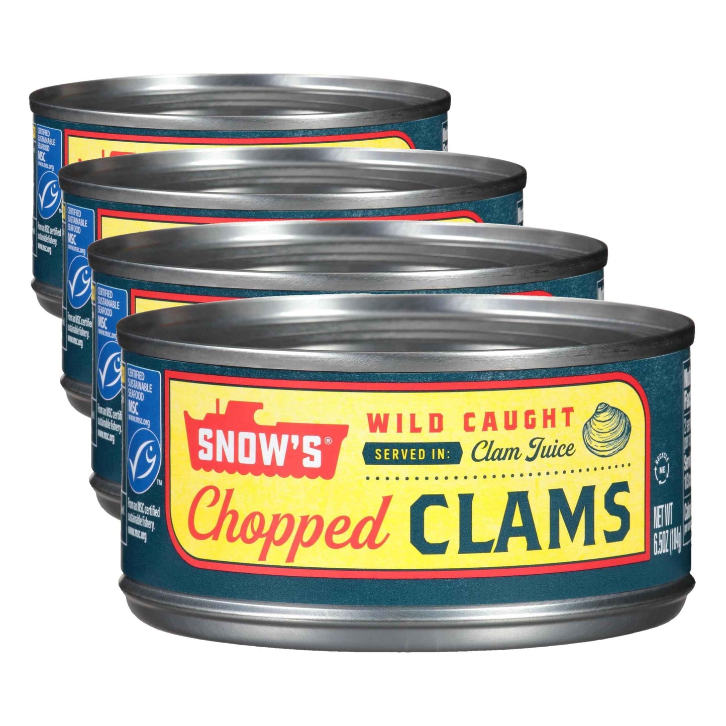 Snow's Ocean Chopped Clams Canned, Can - 7g Protein per Serving - Gluten Free, No MSG, 99% Fat Free - Great for Pasta & Seafood Recipes