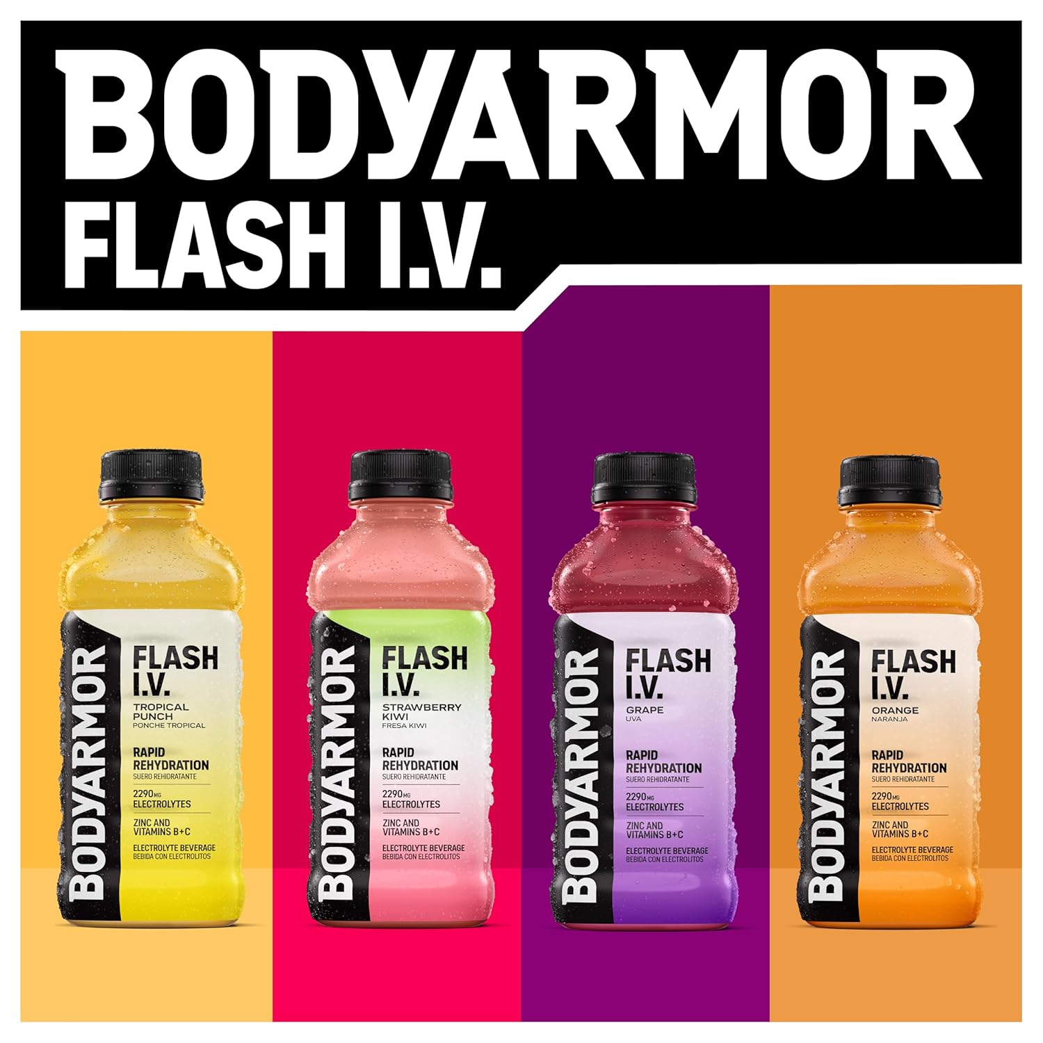 BODYARMOR_Flash_I.V._Electrolyte_Beverage,_Tropical_Punch,_Hydration_Drink_with_Coconut_Water_For_Rapid_Rehydration,_Post_Workout_Recovery,_20_Fl_Oz_(Pack_of_12)