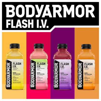 BODYARMOR_Flash_I.V._Electrolyte_Beverage,_Tropical_Punch,_Hydration_Drink_with_Coconut_Water_For_Rapid_Rehydration,_Post_Workout_Recovery,_20_Fl_Oz_(Pack_of_12)
