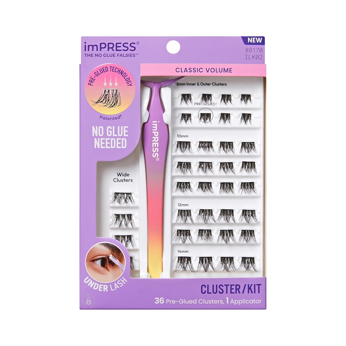 KISS_imPRESS_Falsies_Self_Adhesive_Eyelashes,_Press_On_Lashes,_12mm-14mm_Glam_Volume_Lashes,_Black,_No_Glue_Needed,_Invisible_Band,_36_Lash_Clusters_&_Non-Stick_Applicator_-_Voluminous