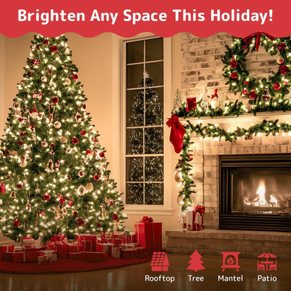 PREXTEX_10_Ft_String_Lights_with_Christmas_Tree_Light_Warm_White_-_Indoor/Outdoor_Decor_-_50_Count_Christmas_Lights_for_Holidays_-_Xmas_Light_on_White_Wire_-_Multi-Strand_Connectable