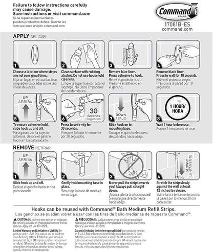 Command Designer Bath Hooks, White, 2-Hooks with Water-Resistant Strips (17081B-ES), Organize Your Dorm