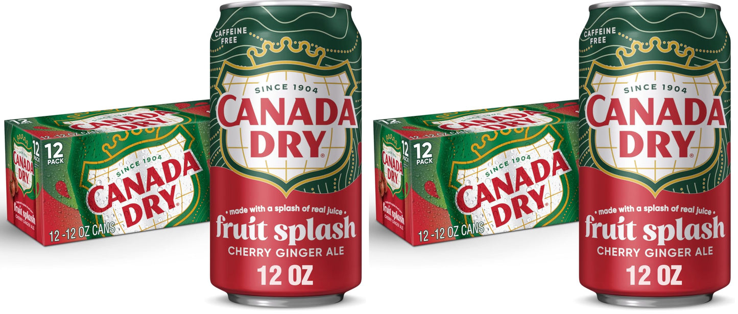 Canada Dry Cherry Ginger Ale Fruit Splash Soda, 12 fl. oz. Cans, 12 Pack (Pack of 2)