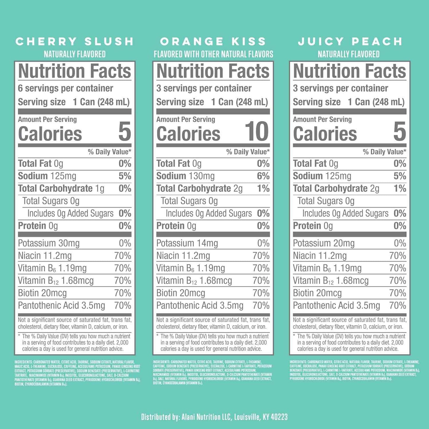 Alani Nu, Low Calorie Energy Drinks, 100mg Caffeine, Biotin, B Vitamins, Zero Sugar, 10 Calories or Less, 8 Fl Oz Cans, 12 Pack