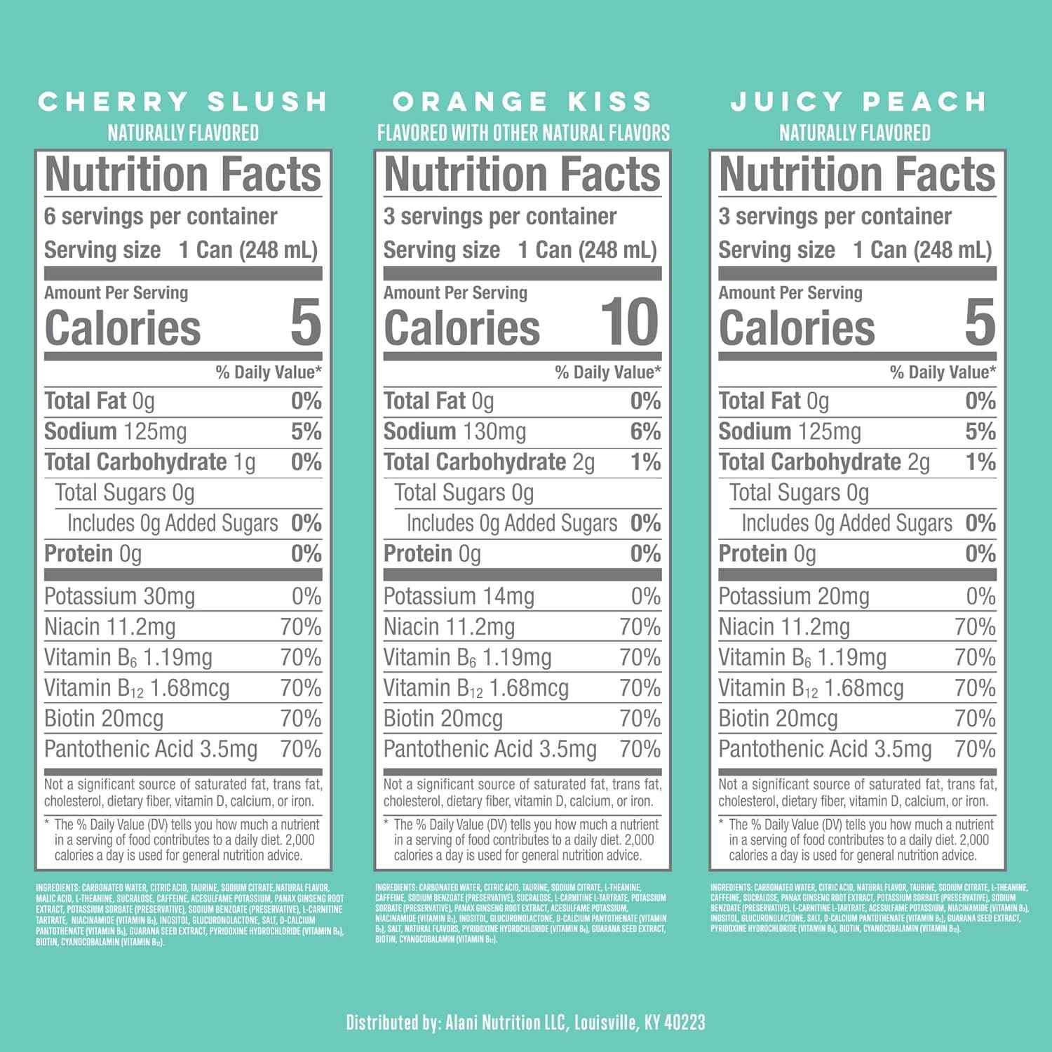 Alani Nu, Low Calorie Energy Drinks, 100mg Caffeine, Biotin, B Vitamins, Zero Sugar, 10 Calories or Less, 8 Fl Oz Cans, 12 Pack