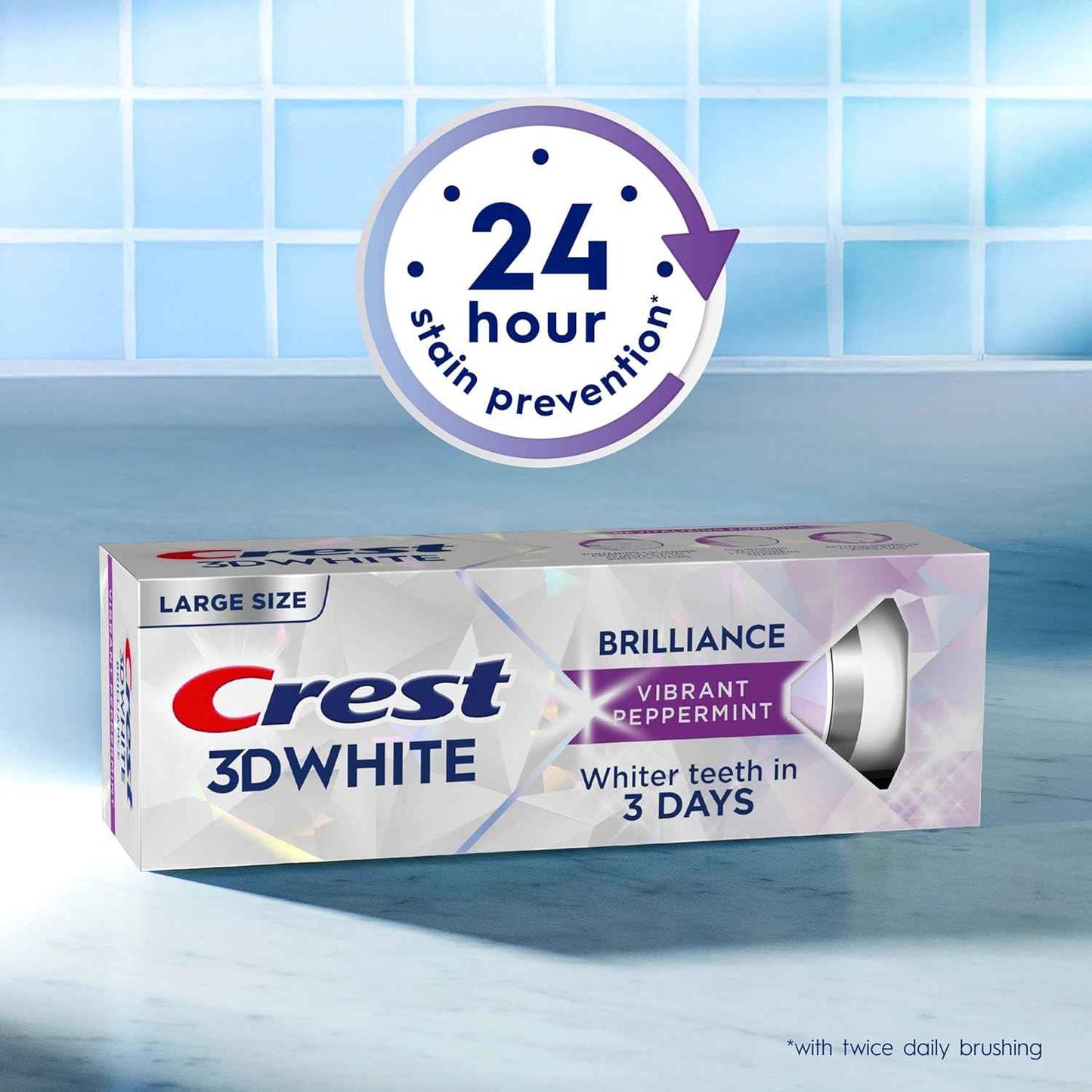 Crest 3D White Teeth Whitening Toothpaste for Adults, 4.6oz, Stain Remover, Cavity Protection Fluoride Toothpaste, Strengthens Enamel, Faster Whitening, Brightens Teeth, Travel Size