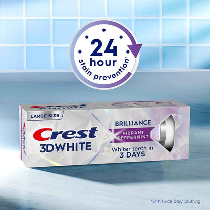 Crest 3D White Teeth Whitening Toothpaste for Adults, 4.6oz, Stain Remover, Cavity Protection Fluoride Toothpaste, Strengthens Enamel, Faster Whitening, Brightens Teeth, Travel Size