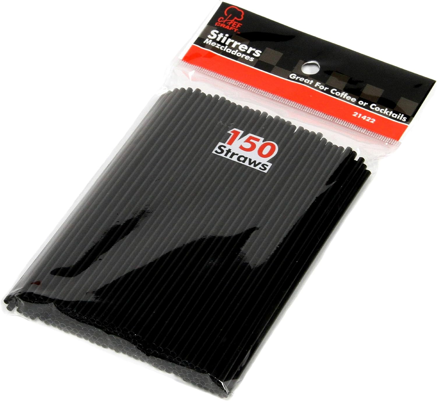 Chef_Craft_5_Inch_Coffee_Stirrer_Straws-Set_of_150,_Pack_of_1,_black